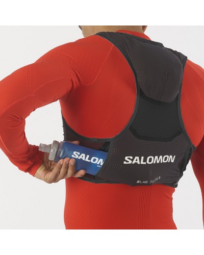 Salomon S/LAB Pulsar 3 Set Zaino Gilet Idrico Running, Black/White (2 Soft Flask da 500 ml Incluse)