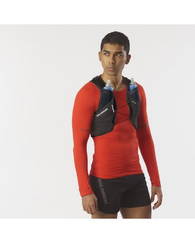 Salomon S/LAB Pulsar 3 Set Zaino Gilet Idrico Running, Black/White (2 Soft Flask da 500 ml Incluse)
