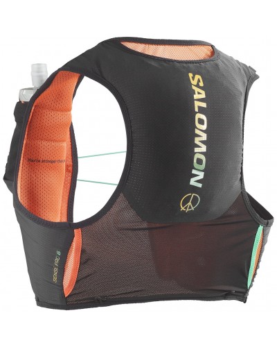 Salomon Sense Pro 6 LTD Courtney Edition Set Hydration Running Pack/Vest, Black/Nasturtium/Dynasty Green (2 500 ml Soft Flask In