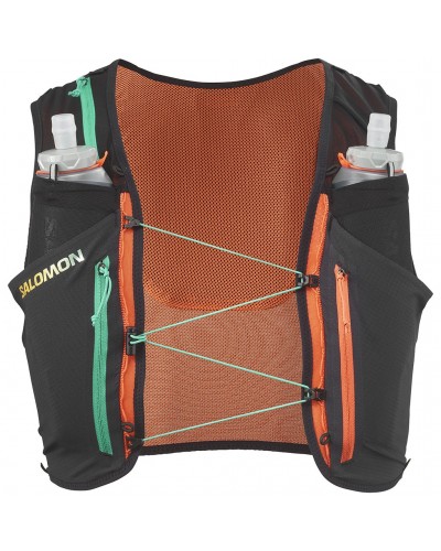 Salomon Sense Pro 6 LTD Courtney Edition Set Hydration Running Pack/Vest, Black/Nasturtium/Dynasty Green (2 500 ml Soft Flask In