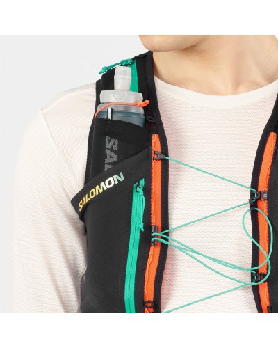 Salomon Sense Pro 6 LTD Courtney Edition Set Hydration Running Pack/Vest, Black/Nasturtium/Dynasty Green (2 500 ml Soft Flask In