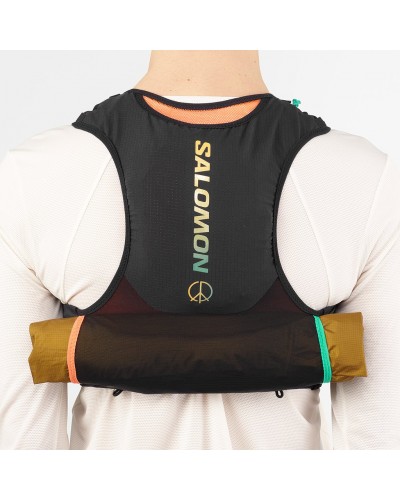 Salomon Sense Pro 6 LTD Courtney Edition Set Hydration Running Pack/Vest, Black/Nasturtium/Dynasty Green (2 500 ml Soft Flask In