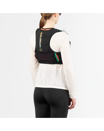 Salomon Sense Pro 6 LTD Courtney Edition Set Hydration Running Pack/Vest, Black/Nasturtium/Dynasty Green (2 500 ml Soft Flask In