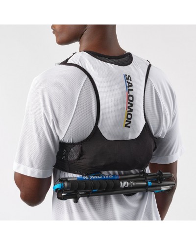 Salomon Sense Pro 6 Race Flag Set Zaino Gilet Idrico Running, Black/White (2 Soft Flask da 500 ml Incluse)