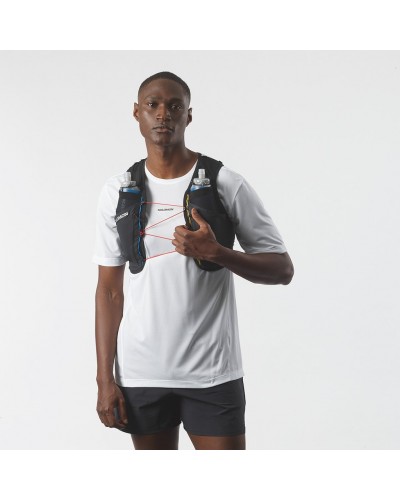 Salomon Sense Pro 6 Race Flag Set Zaino Gilet Idrico Running, Black/White (2 Soft Flask da 500 ml Incluse)