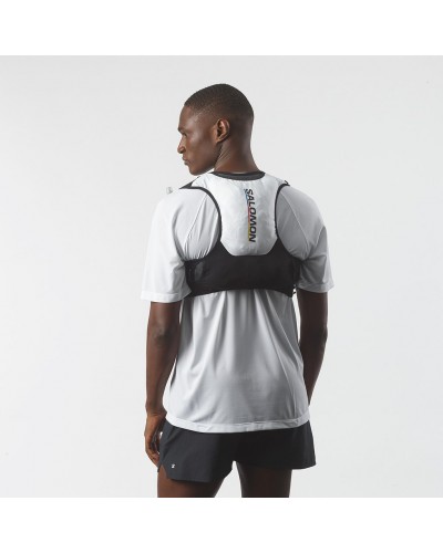 Salomon Sense Pro 6 Race Flag Set Zaino Gilet Idrico Running, Black/White (2 Soft Flask da 500 ml Incluse)
