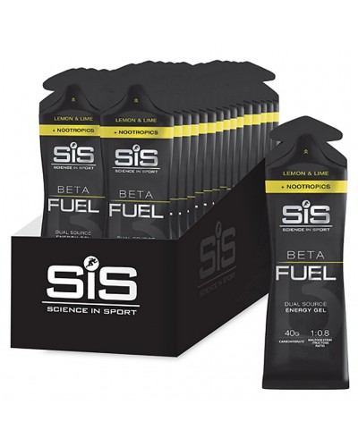 SIS Beta Fuel Gel Energetico con Nootropici Gusto Limone/Lime, Box 30 pz da 60ml