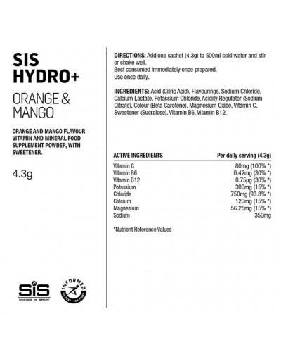 SIS GO Hydro+ Electrolyte Orange/Mango Flavour, 4.5gr (6 sachets pack)