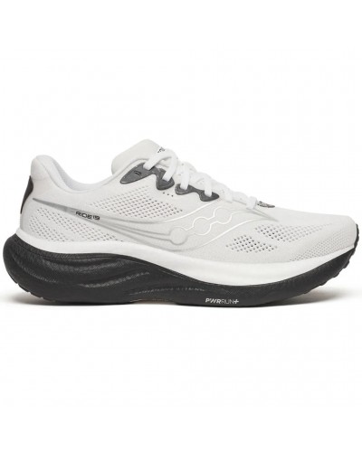 Saucony Ride 19 Men's Running Shoes, White/Black