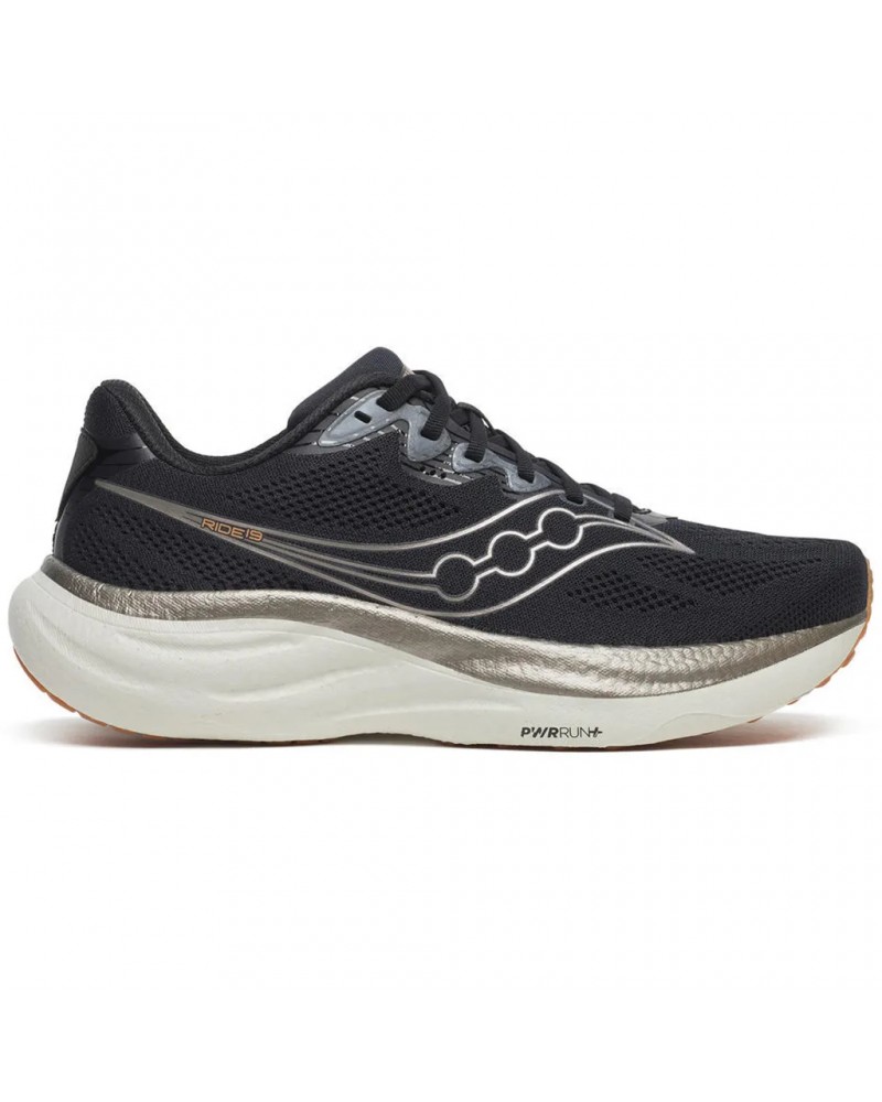 Saucony Ride 19 Men's Running Shoes, Black/Pewter