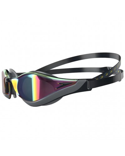 Speedo Fastskin Pure Focus Mirror Unisex Swimming Goggle, Black/Ruby