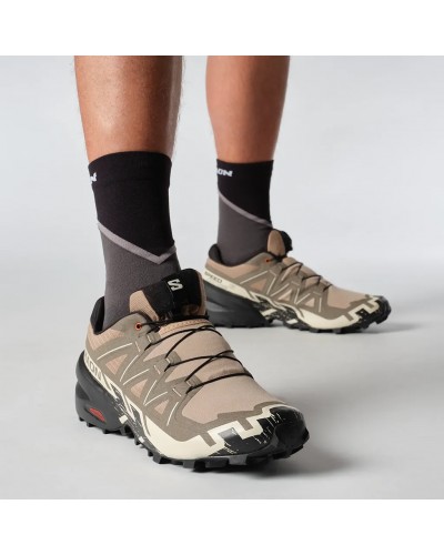 Salomon Speedcross 6 Men's Trail Running Shoes, Natural/Black/Almond Milk