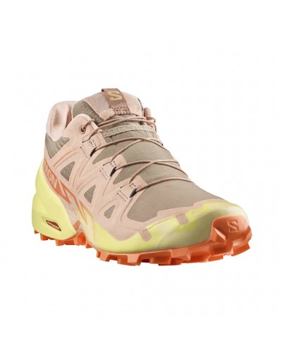 Salomon Speedcross 6 Women's Trail Running Shoes, Burro/Sunny Lime/Almond Cream
