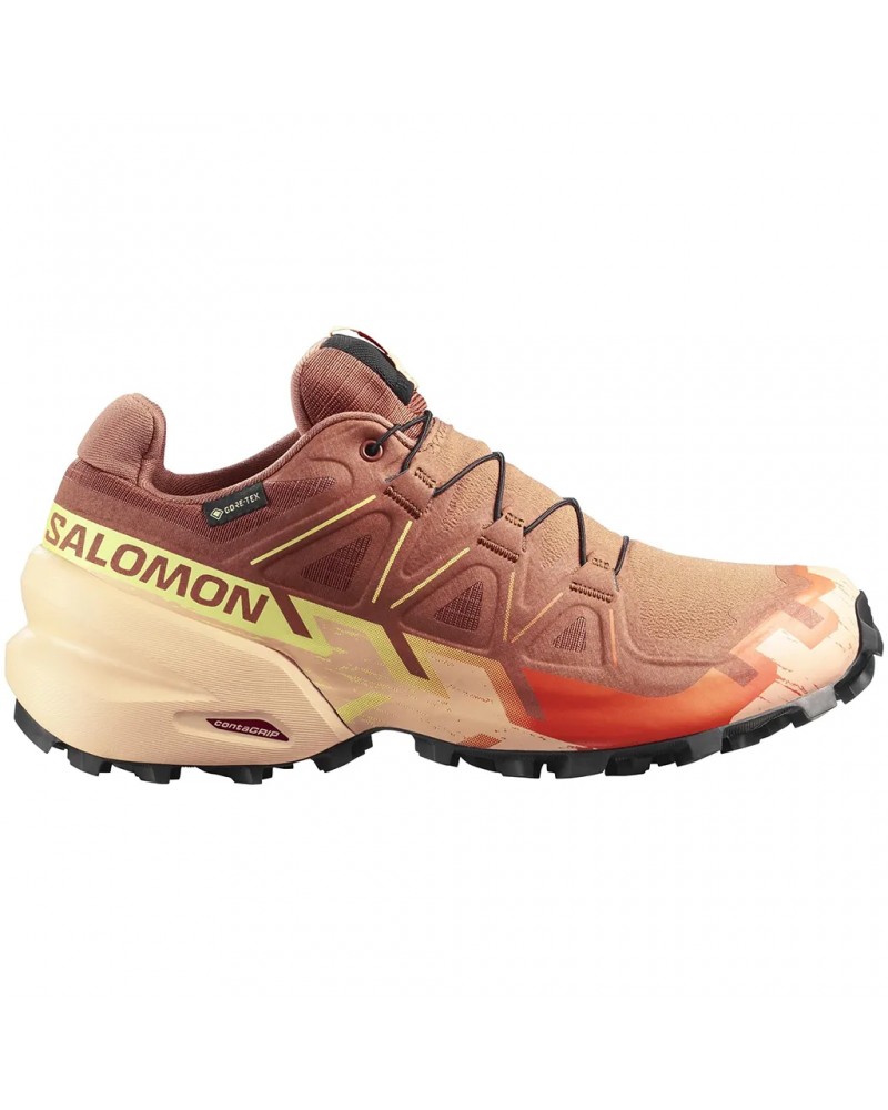 Salomon Speedcross 6 GTX Gore-Tex Scarpe Trail Running Donna, Pecan Brown/Almond Cream/Sunny Lime
