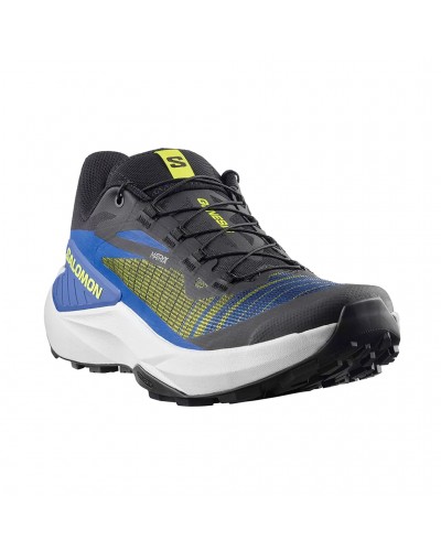 Salomon Genesis Scarpe Trail Running Uomo, Black/Acid Lime/Bluing