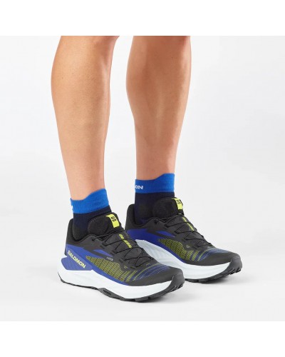 Salomon Genesis Scarpe Trail Running Uomo, Black/Acid Lime/Bluing