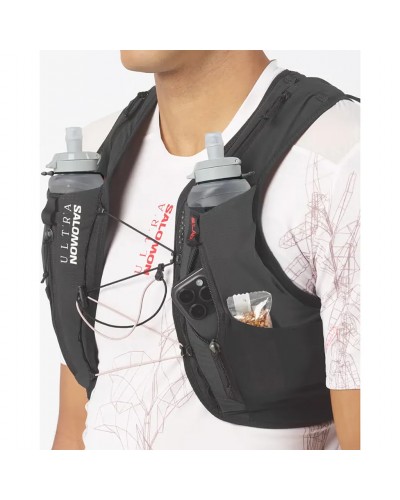 Salomon S/LAB Ultra 12 Set Zaino Gilet Idrico Running, Black (2 Soft Flask da 500 ml Incluse)