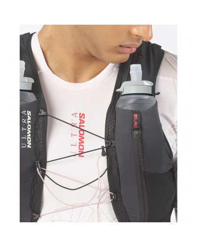 Salomon S/LAB Ultra 12 Set Zaino Gilet Idrico Running, Black (2 Soft Flask da 500 ml Incluse)