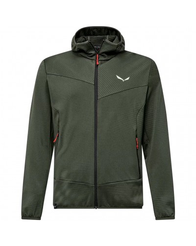 Salewa Puez Altavia Polarlite Men's Full Zip Hooded Fleece Jacket, Faded Green