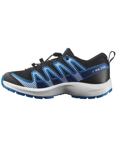 Salomon XA Pro V8 J Junior Trail Running Shoes, Black/White/French Blue