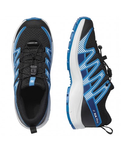 Salomon XA Pro V8 J Junior Trail Running Shoes, Black/White/French Blue