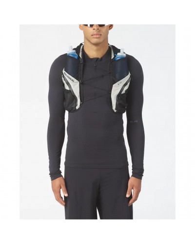 Salomon S/LAB Adventure 20 Set Zaino Gilet Idrico Running, Black/White (2 Soft Flask da 500 ml Incluse)