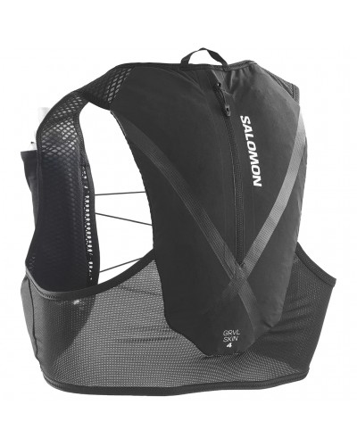 Salomon GRVL Skin 4 Set Hydration Running Pack/Vest, Black (2 500 ml Soft Flask Included)
