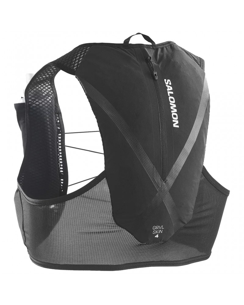 Salomon GRVL Skin 4 Set Hydration Running Pack/Vest, Black (2 500 ml Soft Flask Included)