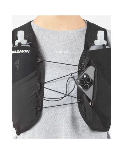 Salomon GRVL Skin 4 Set Zaino Gilet Idrico Running, Black (2 Soft Flask da 500 ml Incluse)