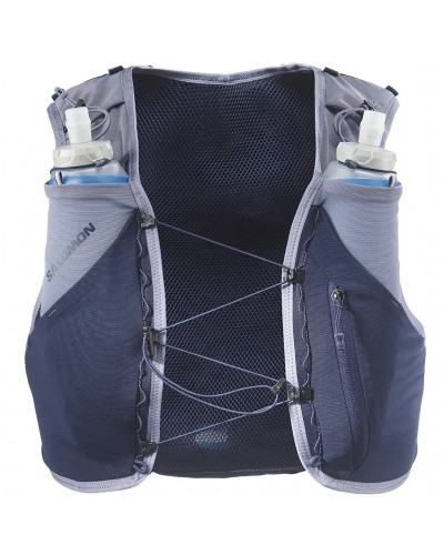 Salomon ADV Skin 5 Gradient Set Zaino Gilet Idrico Running, Maritime Blue/Grisaille (2 Soft Flask da 500 ml Incluse)