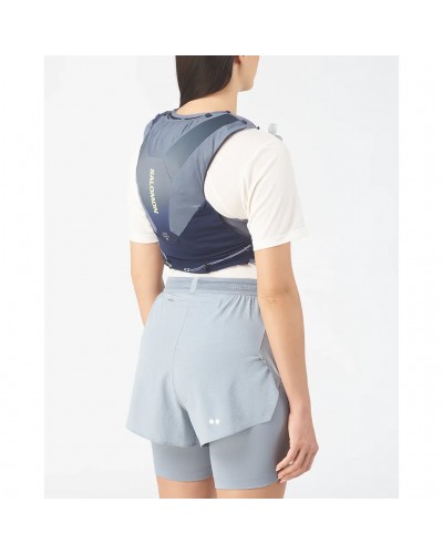 Salomon ADV Skin 5 Gradient Set Hydration Running Pack/Vest, Maritime Blue/Grisaille (2 500 ml Soft Flask Included)