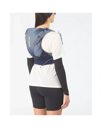 Salomon ADV Skin 12 Gradient Set Hydration Running Pack/Vest, Maritime Blue/Grisaille (2 500 ml Soft Flask Included)