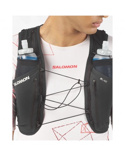 Salomon S/LAB Sense 6 Set Zaino Gilet Idrico Running, Black (2 Soft Flask da 500 ml Incluse)