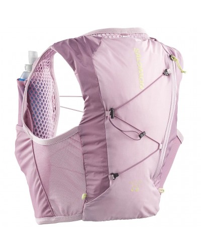 Salomon ADV Skin 4 Set Zaino Gilet Idrico Running Donna, Dusky Orchid/Dawn Pink (2 Soft Flask da 500 ml Incluse)