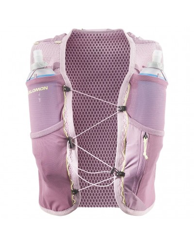 Salomon ADV Skin 4 Set Zaino Gilet Idrico Running Donna, Dusky Orchid/Dawn Pink (2 Soft Flask da 500 ml Incluse)