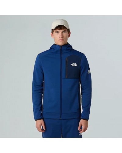The North Face Mountain Athletics Fleece Pile con Cappuccio Uomo Full Zip, Estate Blue/Summit Navy
