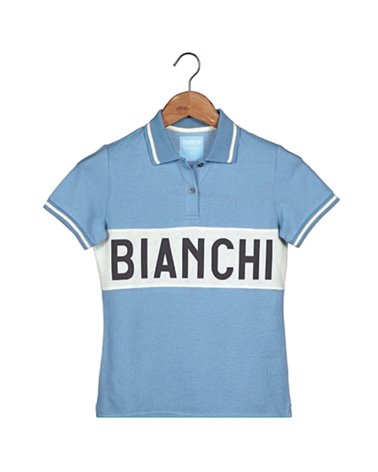 Bianchi Eroica Women's Short Sleeve Polo Shirt, Light Blue