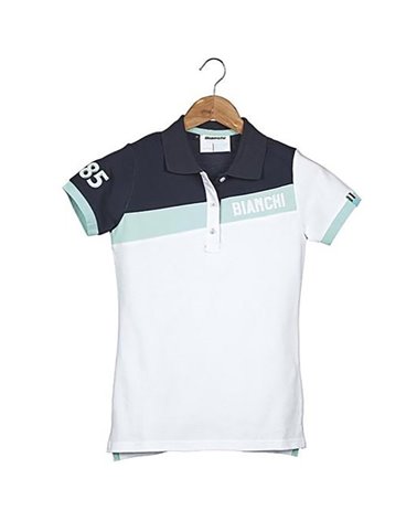 Bianchi Dama Men's Short Sleeve Polo Shirt, White/Blue - Celeste Stripe