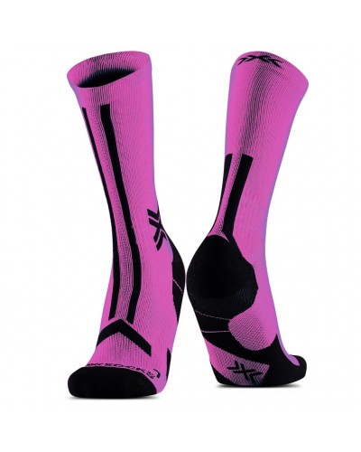 X-Bionic X-Socks Run Discover Crew Calze Running Uomo, Fluo Pink/X Black