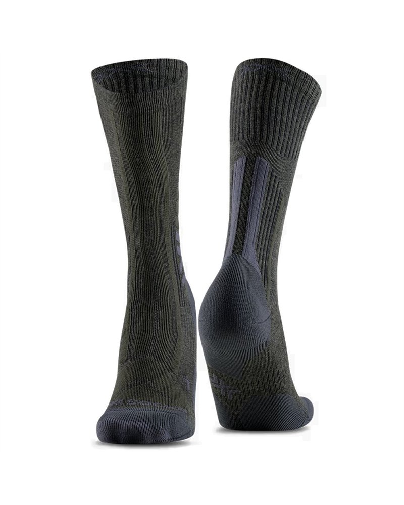 X-Bionic X-Socks Trekking Perform Merino Crew Calze Uomo in Lana Merino, Moss Green/X Black