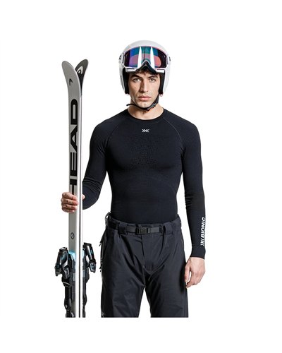 X-Bionic Energy Accumulator 4.0 Men's Long Sleeve Round Neck Shirt, Opal Black/Arctic White