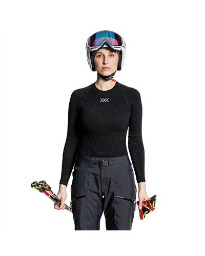 X-Bionic Symbio Merino Women's Long Sleeve Round Neck Shirt, Opal Black