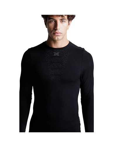 X-Bionic Mightywool Men's Long Sleeve Round Neck Shirt, X Black