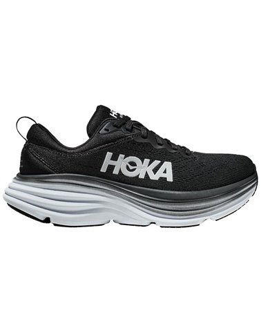 Hoka One One Bondi 8 Men's Running Shoes, Black/White
