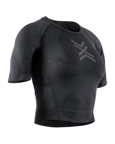 X-Bionic Xceed Run Top Corto Running Donna, X Black/Rhino Grey