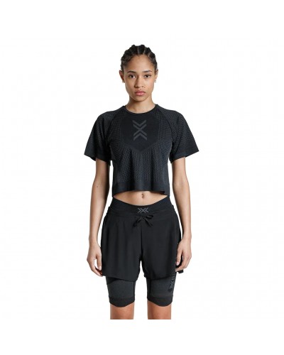 X-Bionic Xceed Run Top Corto Running Donna, X Black/Rhino Grey