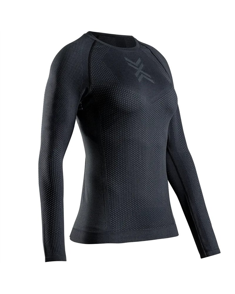 X-Bionic Xceed Run Women's Running Long Sleeve Shirt, X Black/Rhino Grey
