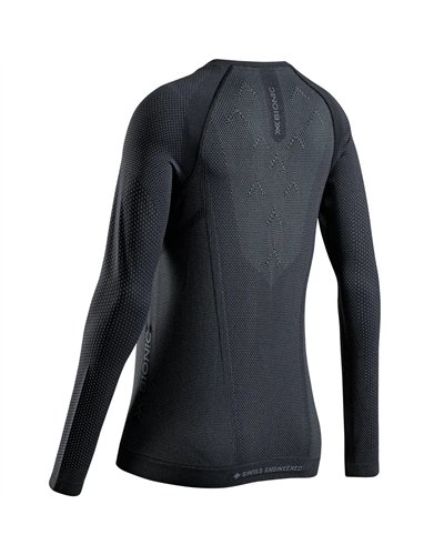 X-Bionic Xceed Run Women's Running Long Sleeve Shirt, X Black/Rhino Grey