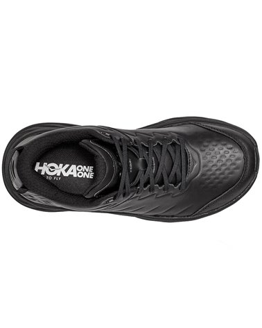 Hoka One One Bondi SR Men's Waterproof Shoes, Black/Black (Leather)