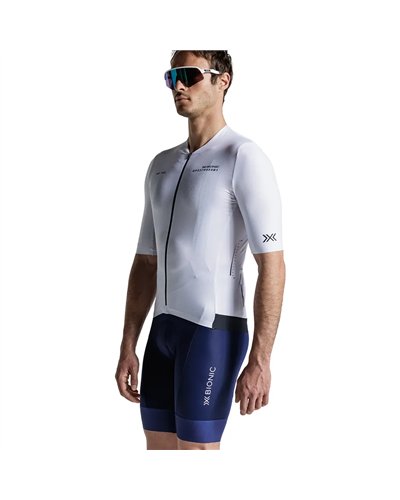 X-Bionic Corefusion Aero Men's Cycling Full Zip Short Sleeve Shirt, Off White
